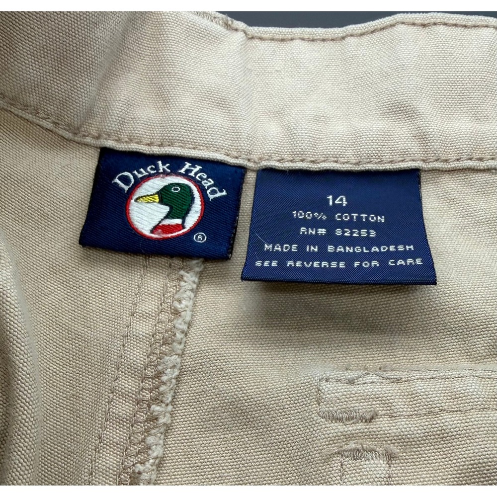 Duck Head Cargo Shorts Size 14 Tan Khaki Cotton Utility Streetwear Kids - Picture 4 of 5